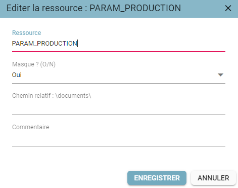 Pop-up "Editer la ressource", avec les champs pré-remplis