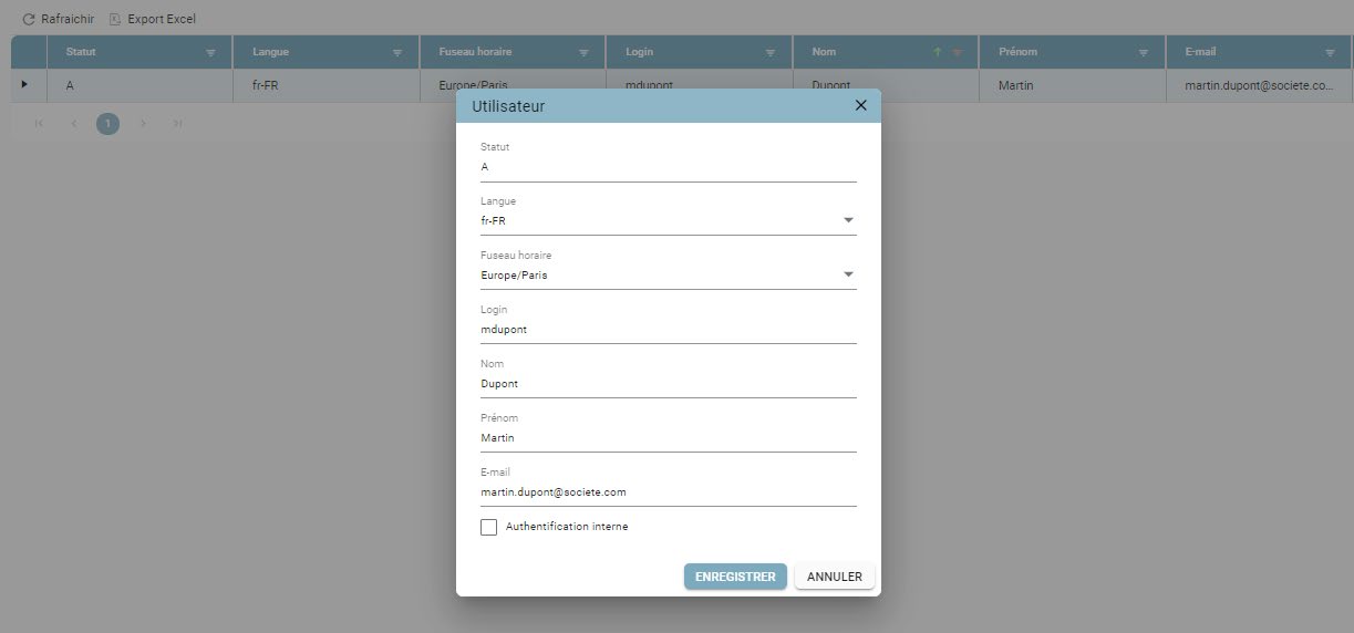User edit pop-up showing the editable general information