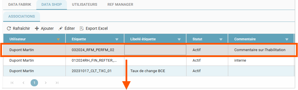 Selecting the DTS permission row to edit